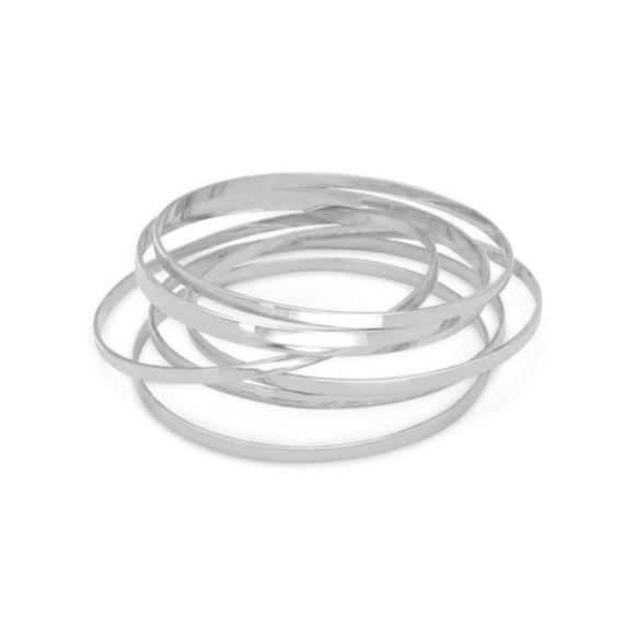 7 8" Flat Bangles Sterling Silver - Picture 2 of 3
